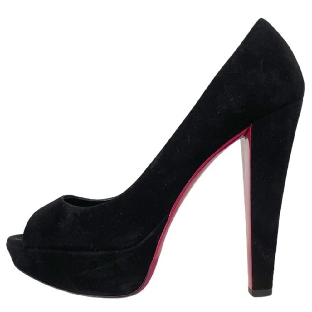 MIU MIU Black Suede Platform Peep Toe Heel